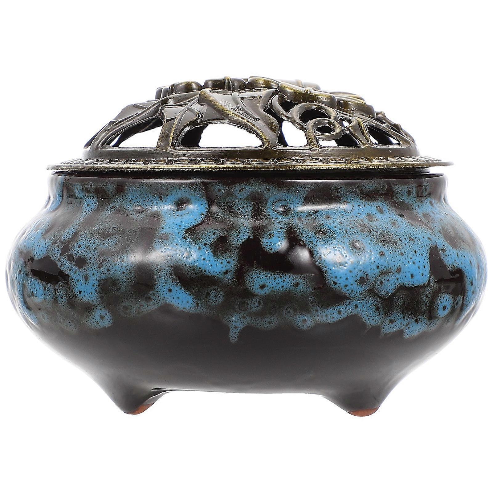 Ceramic Aromatherapy Burner Censer Holder Desktop Decor for Home 10X6CM Relief Crafted 1Pack