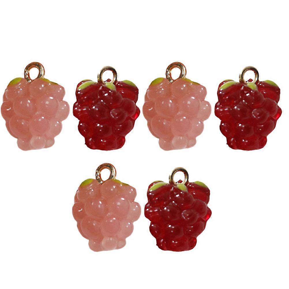 6Pcs DIY Jewelry Making Charms Assorted Color Grape Shape Pendants For Women Keychain Component Ideal For Craft Works