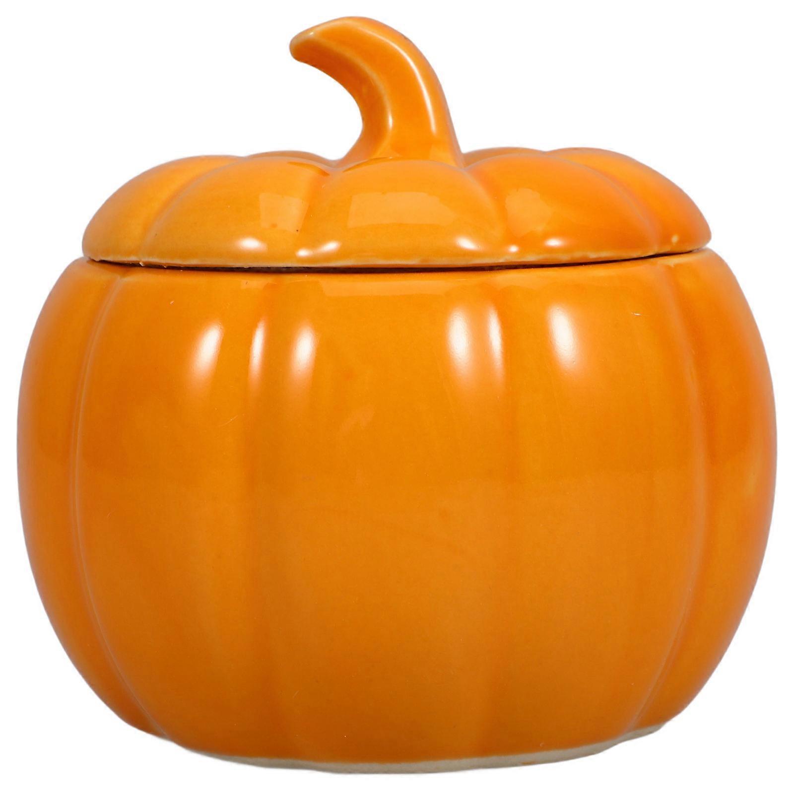 Pumpkin Shape Storage Container Ceramic Jar For Kitchen Use Orange With Tight Seal 1Set