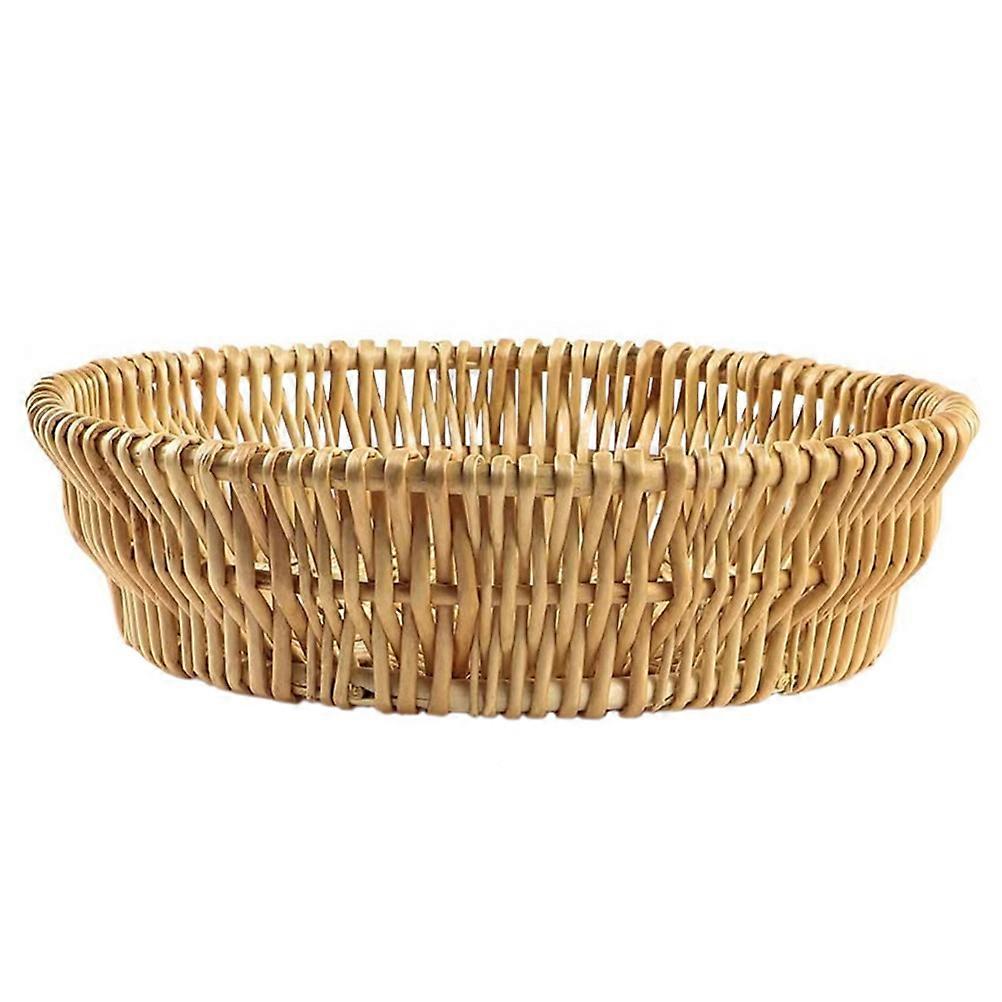 Wicker Woven Storage Basket for Desktop Organization in Light Yellow 12.5 x 8.5 x 6 Inches