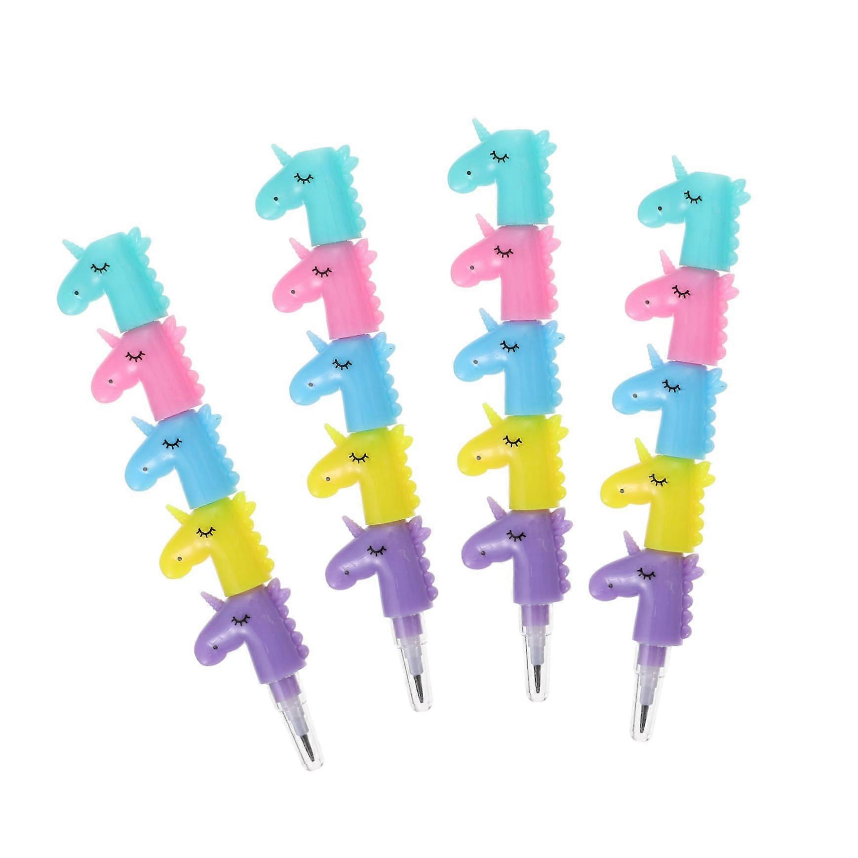 20支装彩虹铅笔 可叠放彩色铅笔 儿童铅笔 可爱动物叠叠笔 儿童装饰写字笔 儿童文具 迷你可爱小笔 塑料小笔