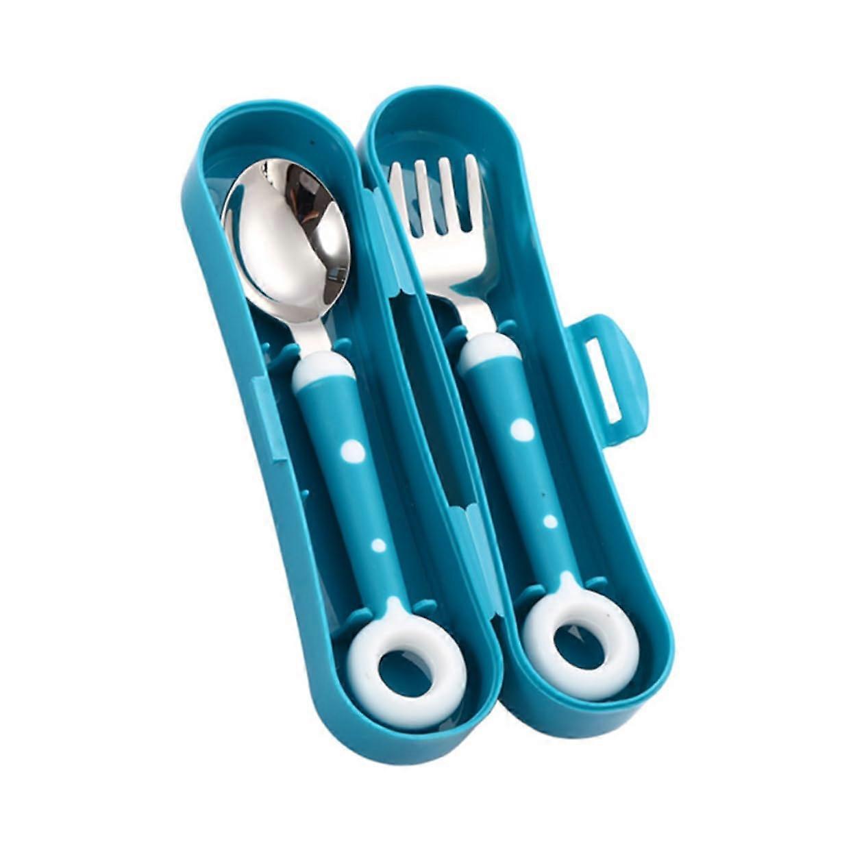 Stainless Steel Cutlery Set with Lightweight Silicone Spoon and Fork, Durable Green Tableware with Storage Box for Dining