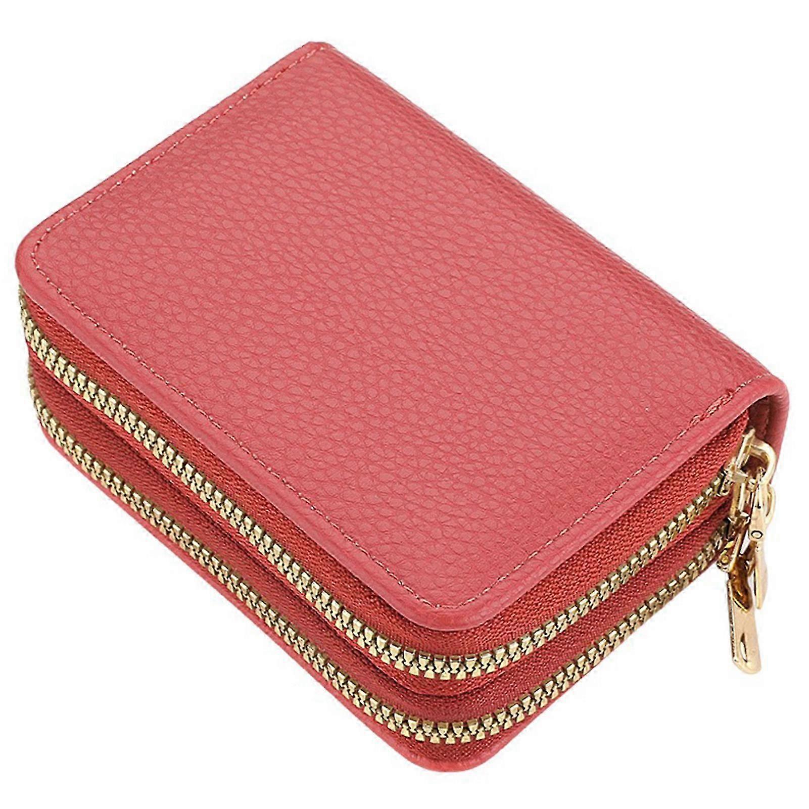 Ladies' Double Layers Accordion Card Holder Accordion Style Full Zip Mini Card Holders for Daily Casual Activities