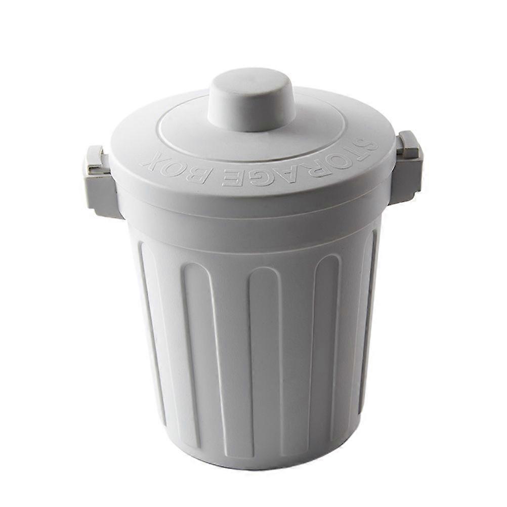 Plastic Desktop Trash Can with Lid Mini Rubbish Container with Flip-top for Home Living Room Desk (Light Grey)