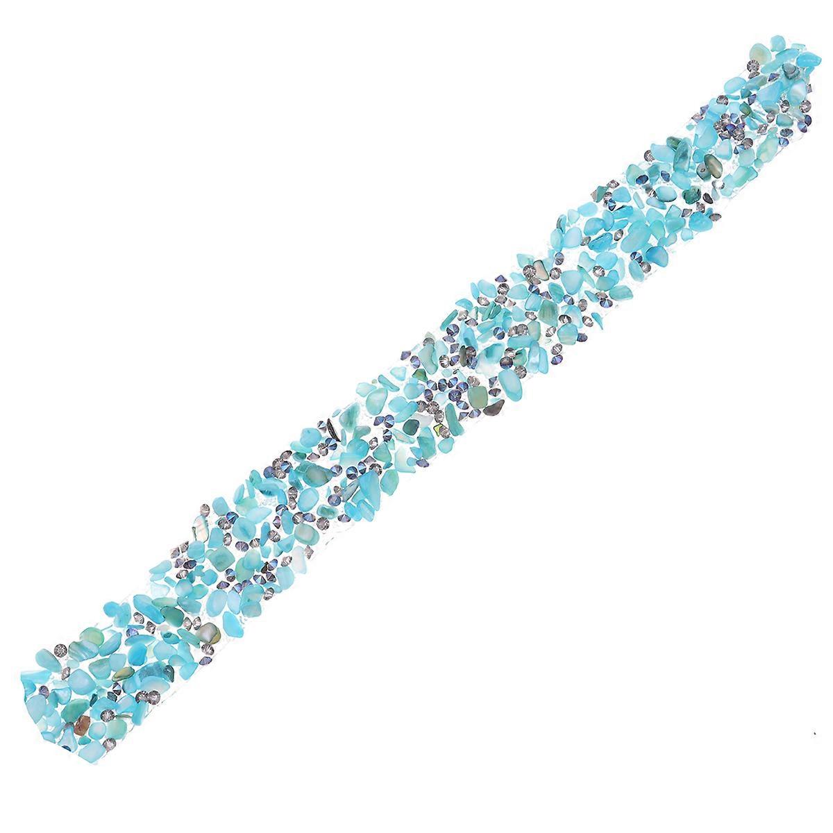 Stylish Rhinestone Shell Trim for Decor Use Blue Hot Fix Sewing on Dress Sash Belt DIY 2 5cm Width