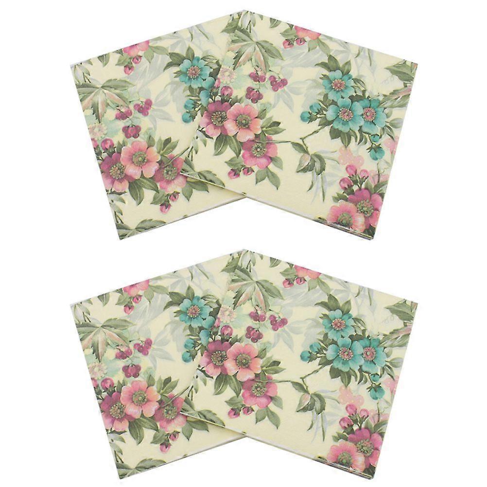 40pcs Fleur Motif Serviettes Unique Serviette En Papier Mouchoir En Papier Serviette Pratique Pour Banquet De Fête Utilisation Quotidienne