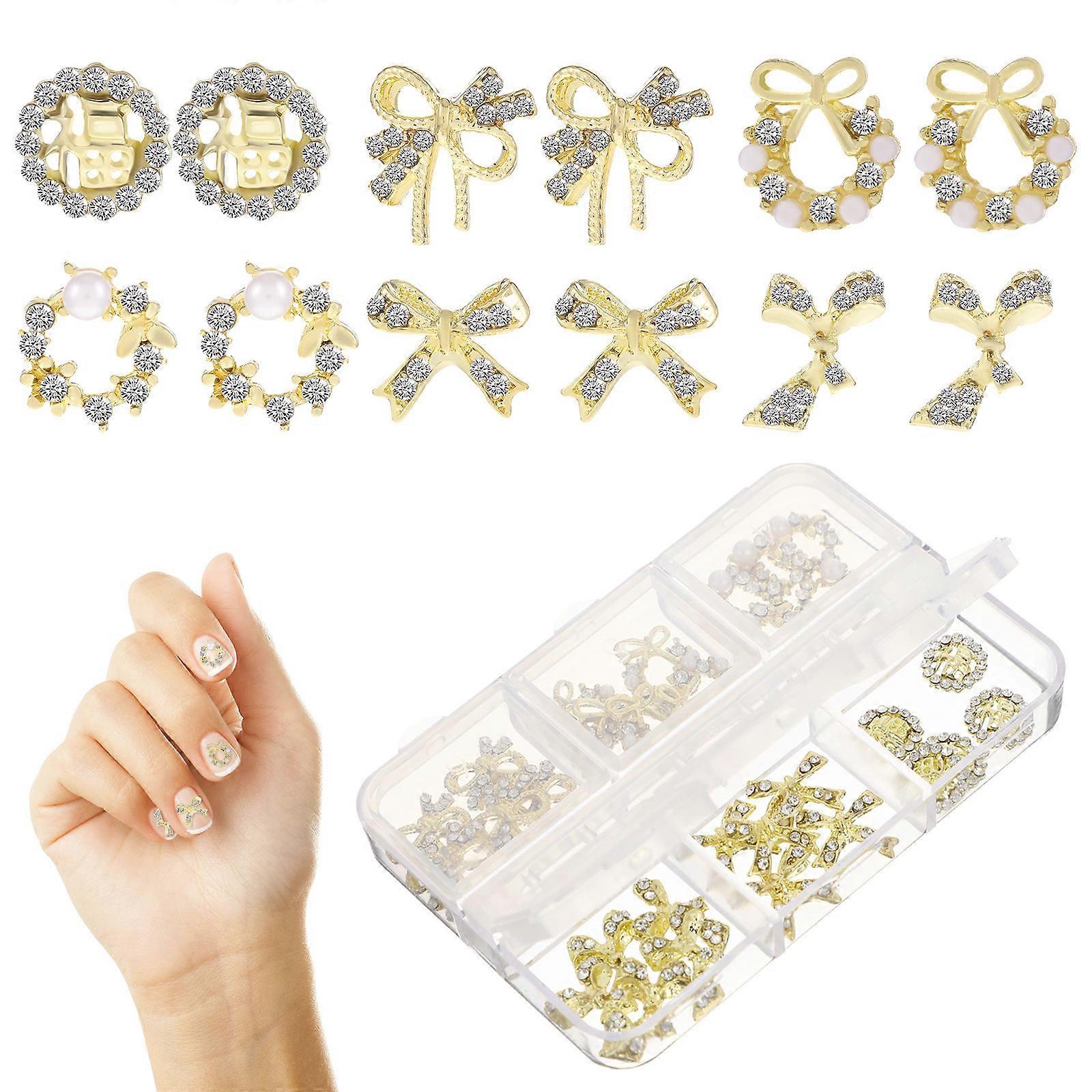 30PCS Nail Charms Set for Manicure Accessories with Versatile Styles and Portable Storage Box for Nail Art Decorations DIY and Salon Use