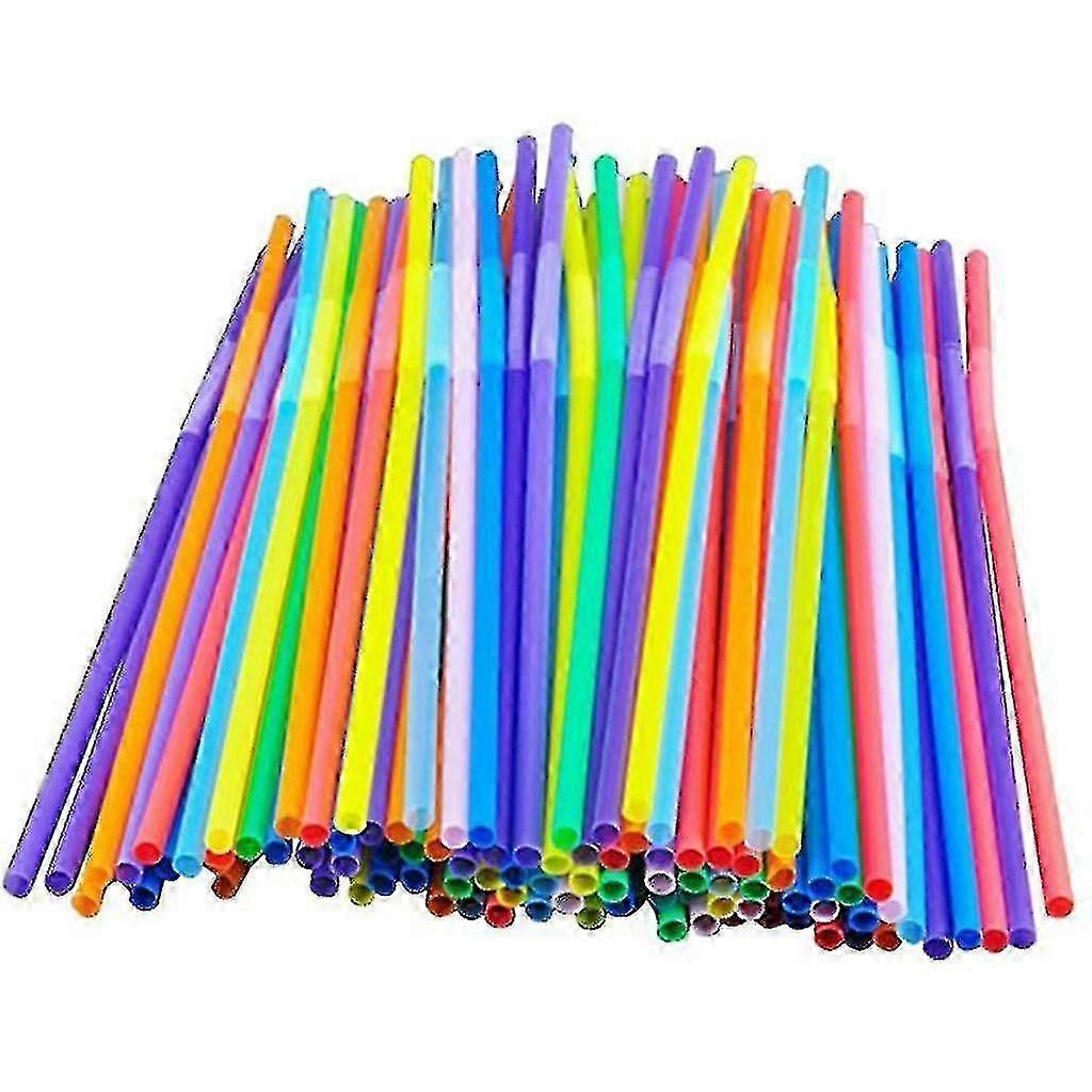 Flexible Party Disposable Plastic Drinking Straws - Assorted Colors 100pcs