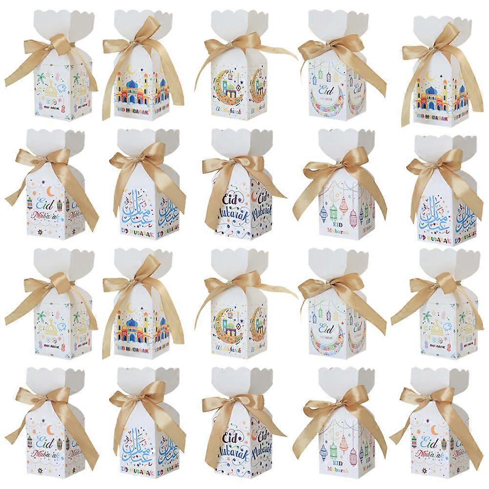 Eid Mubarak Candy Box Vase Shape for Islamic Ramadan Paper Material Decoration Prop 48Pcs