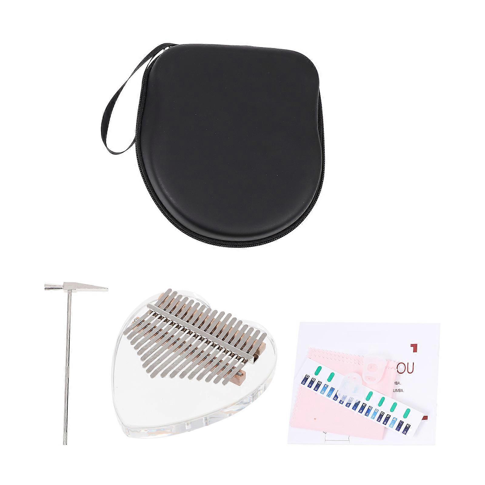 Musical Toy Thumb Piano Mini Portable Heart Shape Assorted Color Acrylic Metal Eva for Leisure Time 1 Set