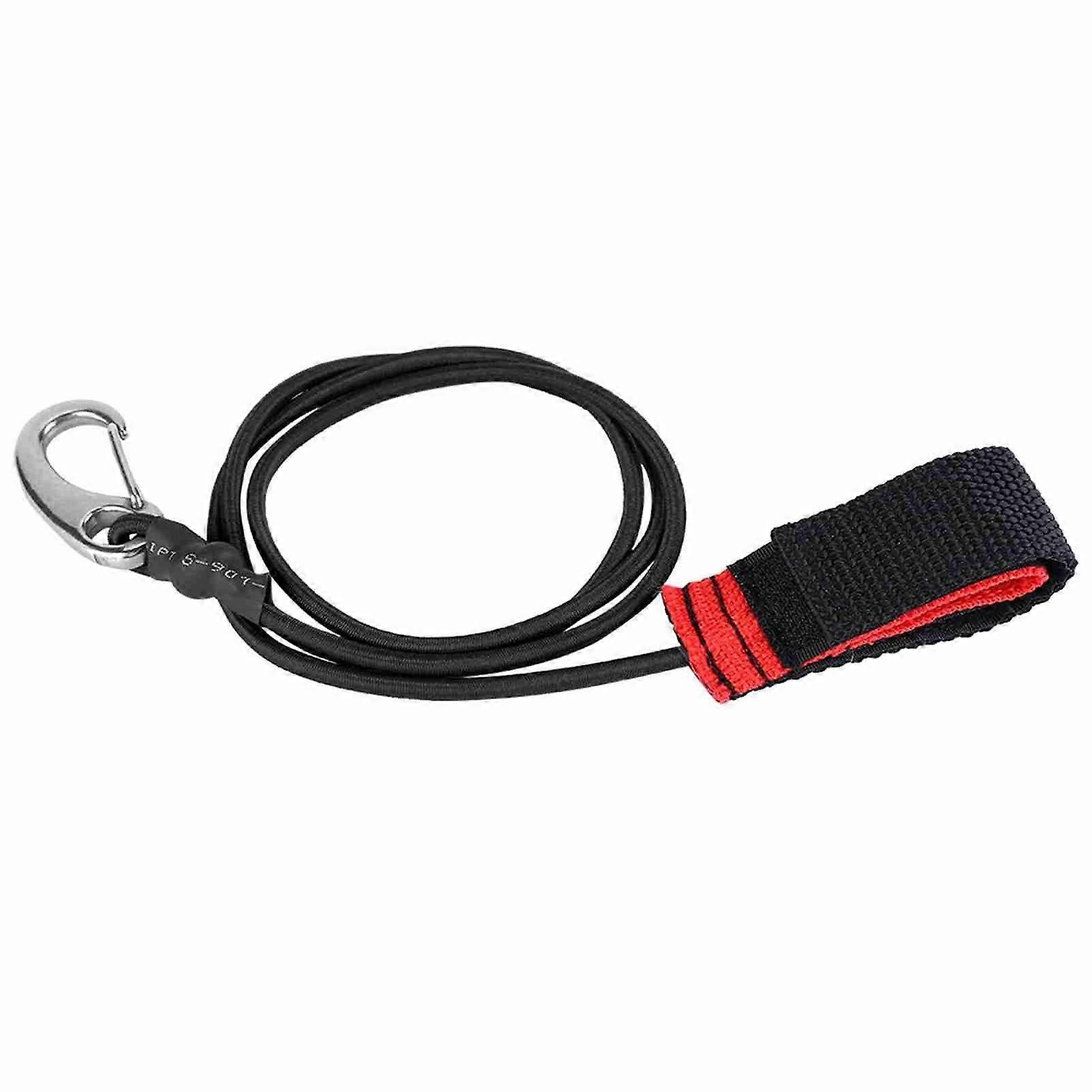 Elastic String Boating Kayak Paddle Safety Rod Leash with Carabiner for Paddling Black