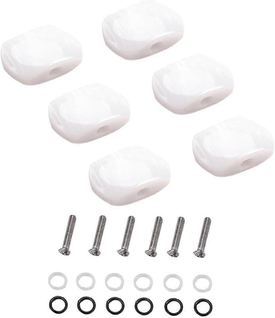 6 PCS String White Guitar Tuning Pegs Replacement  with Screws Durable Plastic