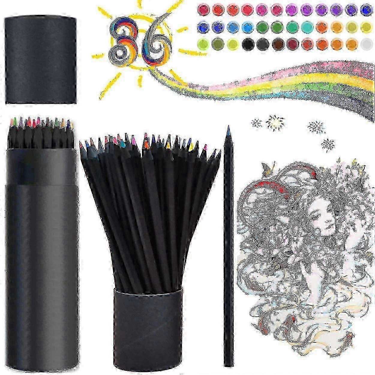 36 أقلام تلوين ، أقلام ملونة أقلام رصاص ، طقم أقلام رصاص للفنان ، بدون شمع