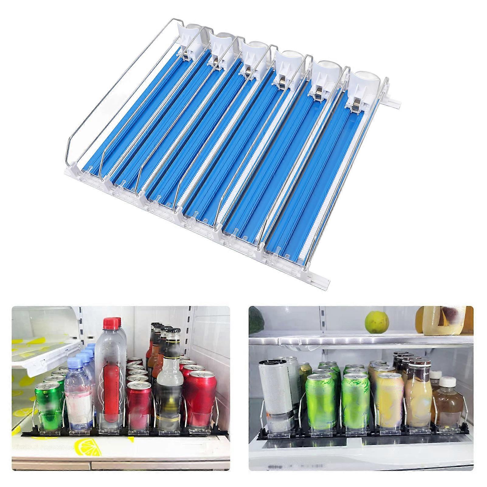 Drink Organizer for Fridge ABS 6 Rows Adjustable 480x380x80mm Blue