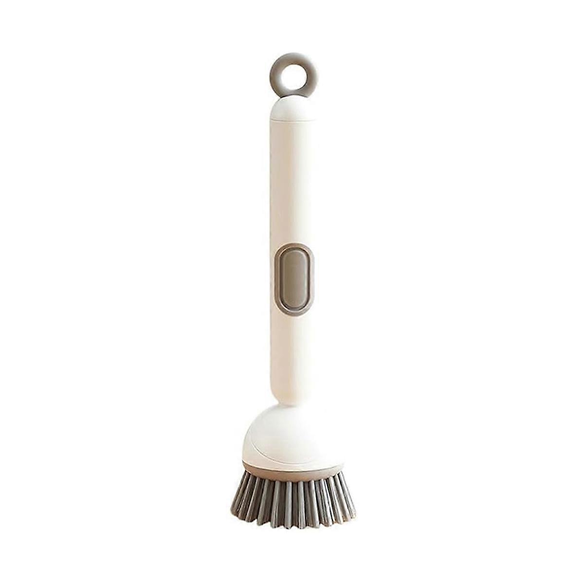 Adjustable Cleaning Brush with Liquid Dispenser 6-Level Handle Scratch-Free for Kitchen and Cookware White
