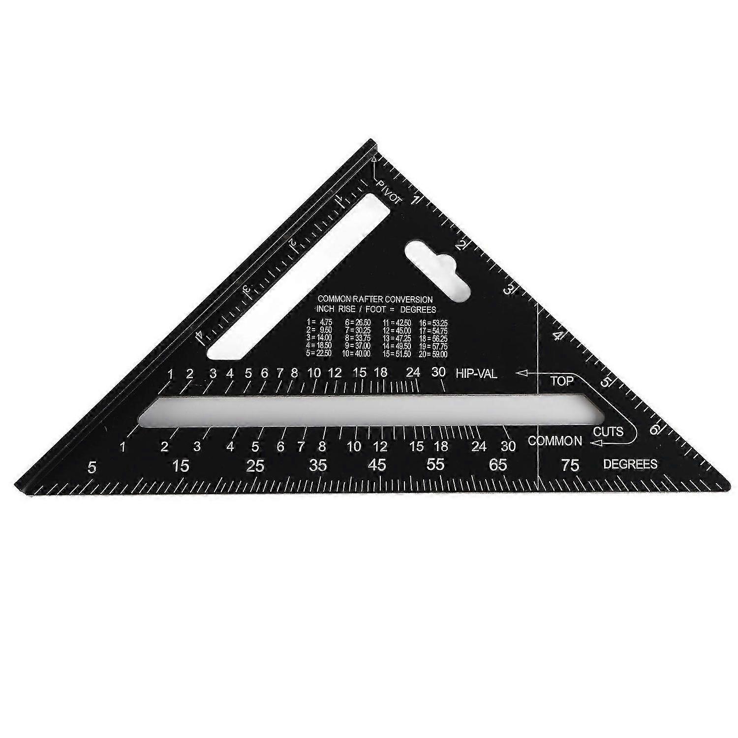 High quality 7 inch aluminum black oxide triangle ruler (imperial)
