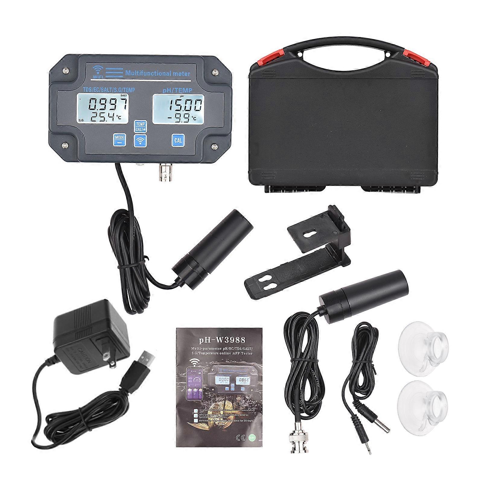 Wifi 6-in-1 Digitaler Wassertester PH/EC/TDS/SALT/S.G/Temp Grau 130x77x26mm