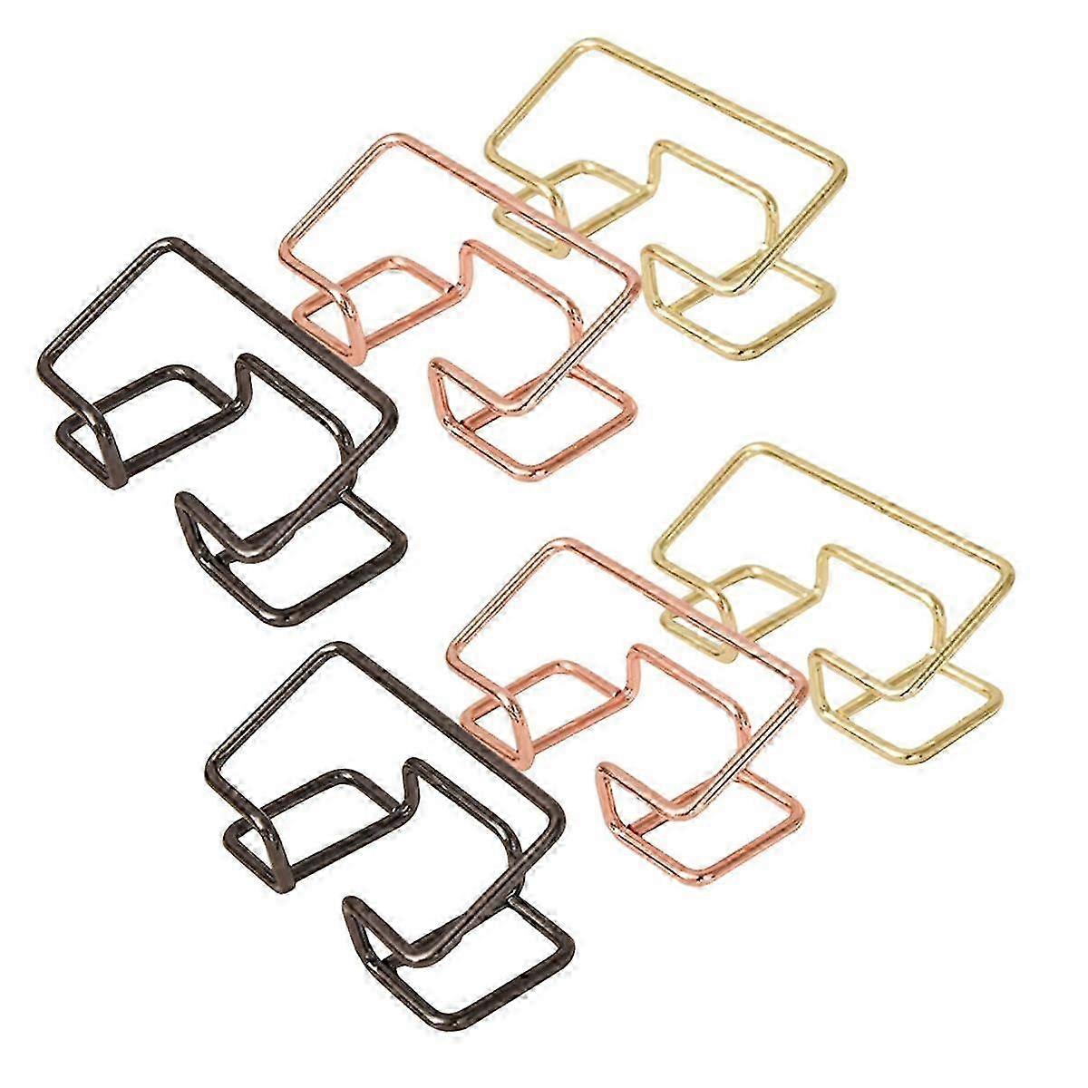 6PCS Metal Business Card Holder for Desk - Compact Office Desktop Stand for Professionals with Compatibility for W