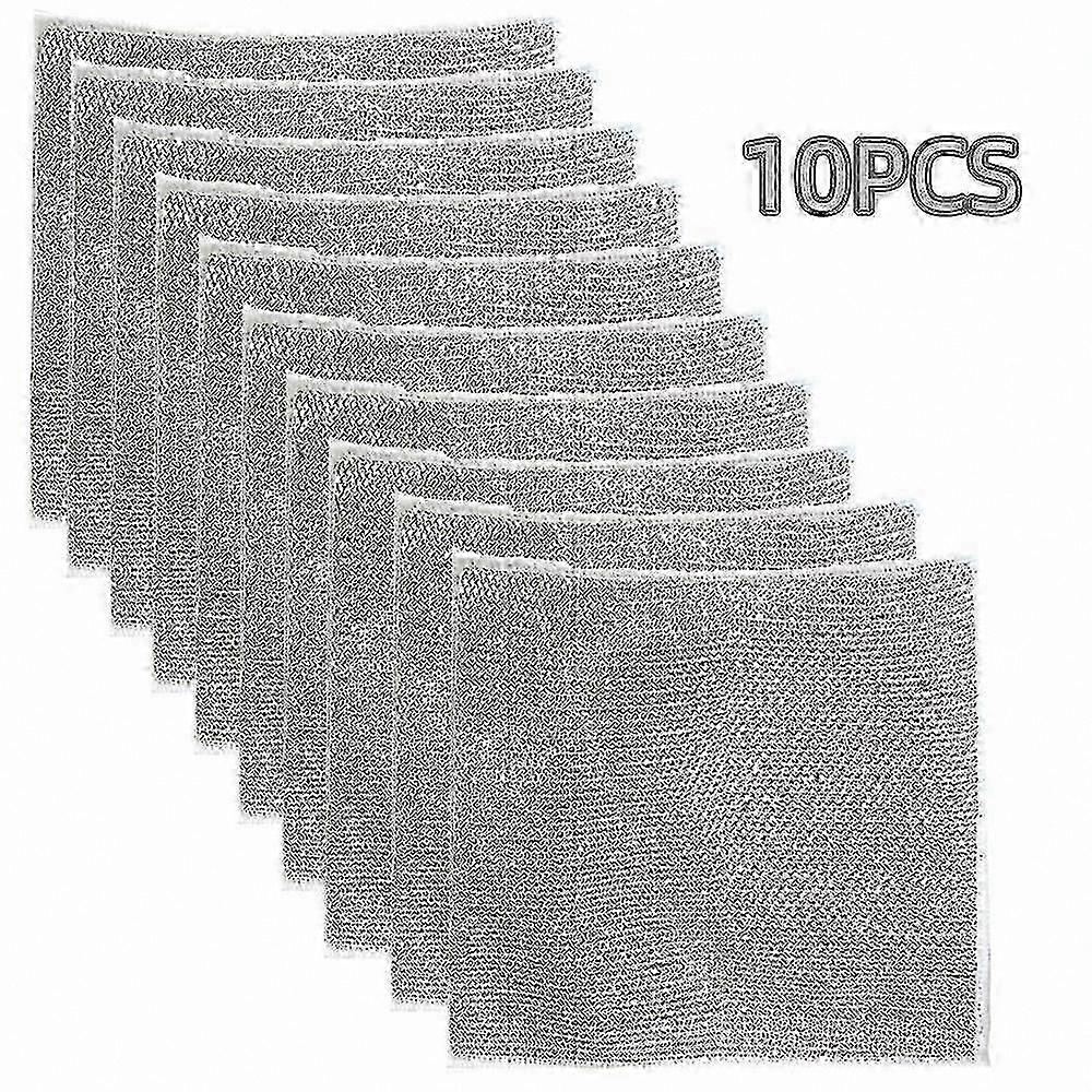 10Pcs Silver Dish Cloth for Kitchen Cleaning Multifunctional Wire Cloth Set