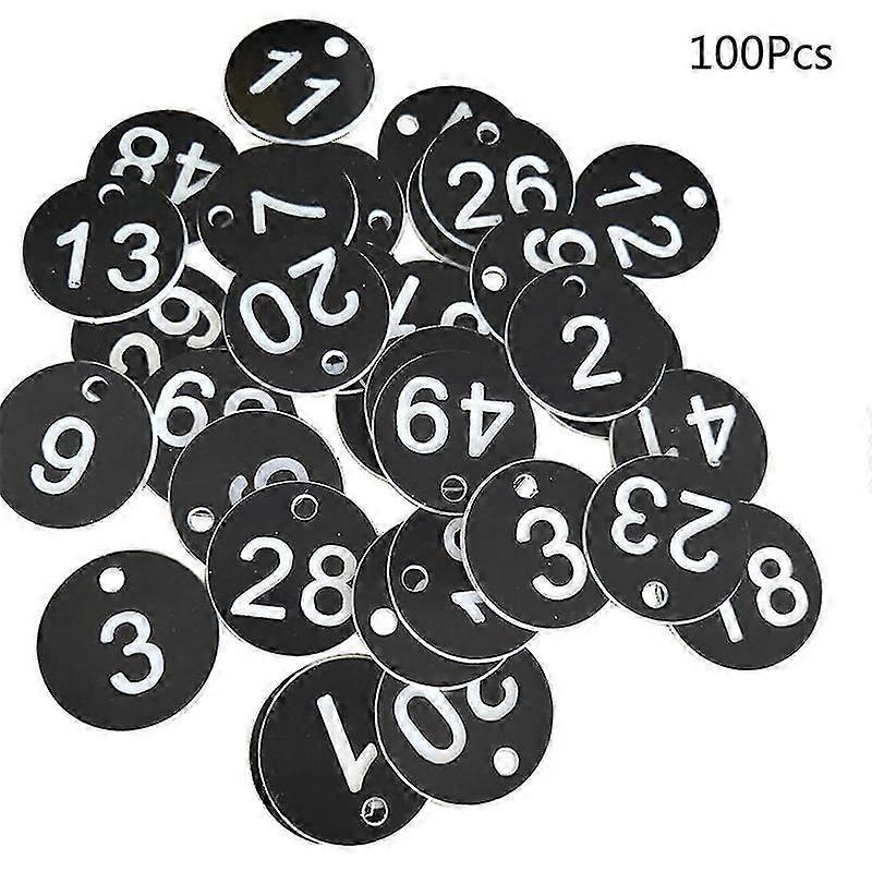 plastic number tags for key rings engraved 1-100 100pcs
