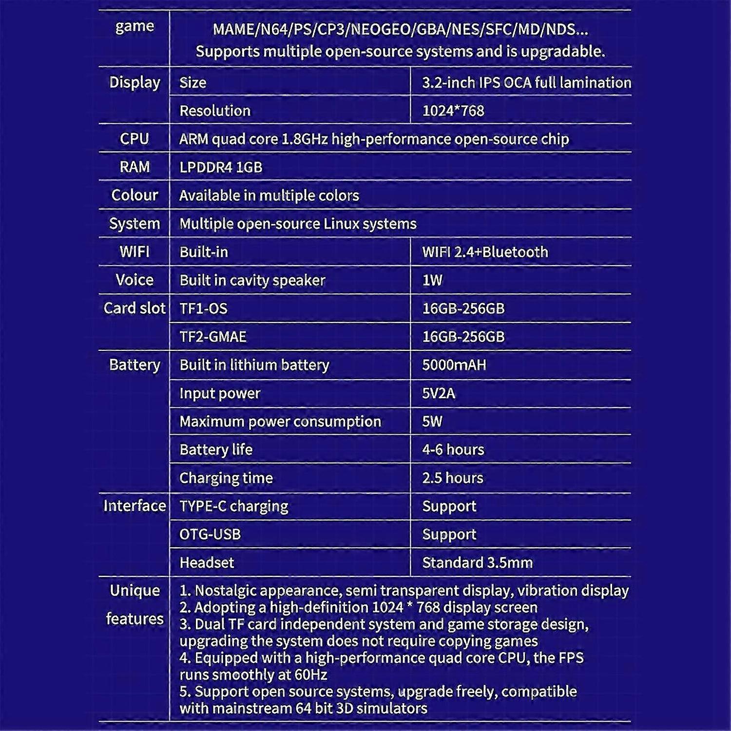 RGB20PRO Retro Handheld Game Console for GB/GBA/GBC/PSP Simulator A