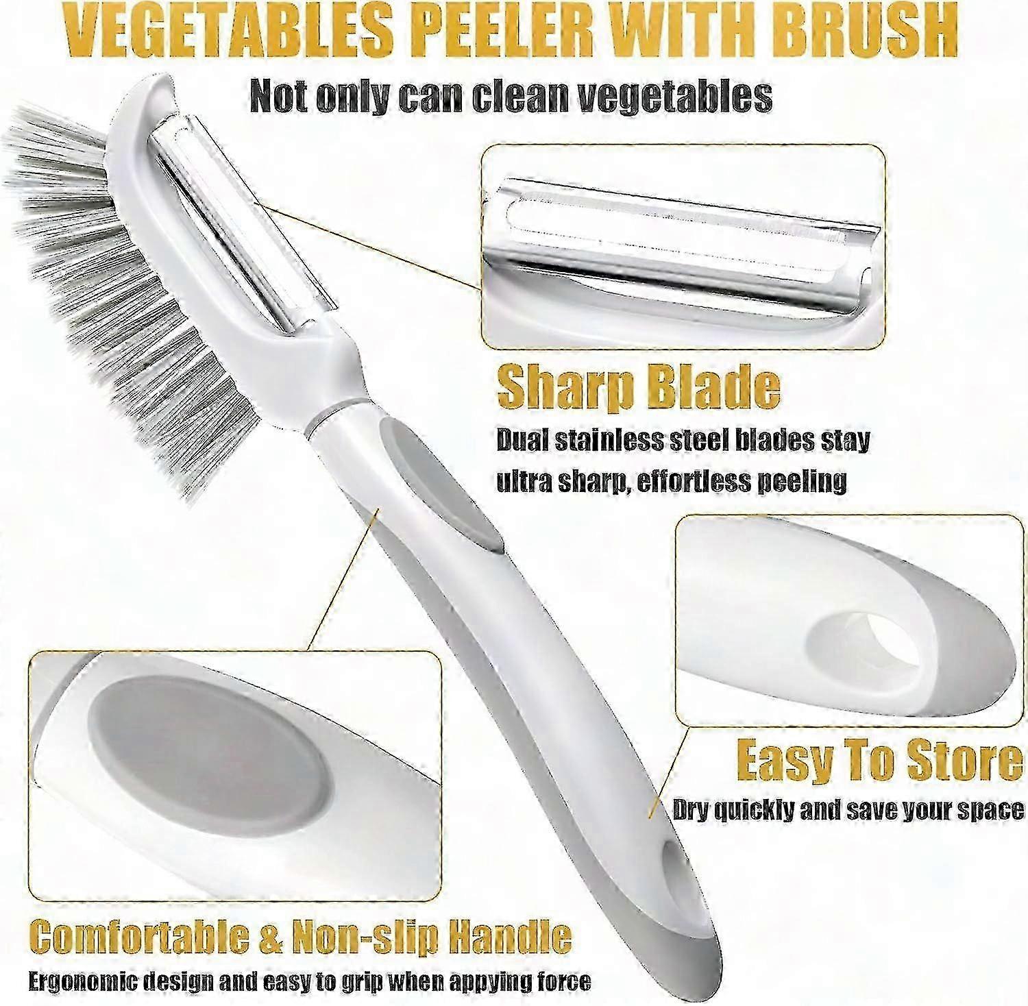 Fruit and Vegetable Cleaning Brush - Dual-Purpose Peeler Tool for Efficient Scrubbing Edition 0915