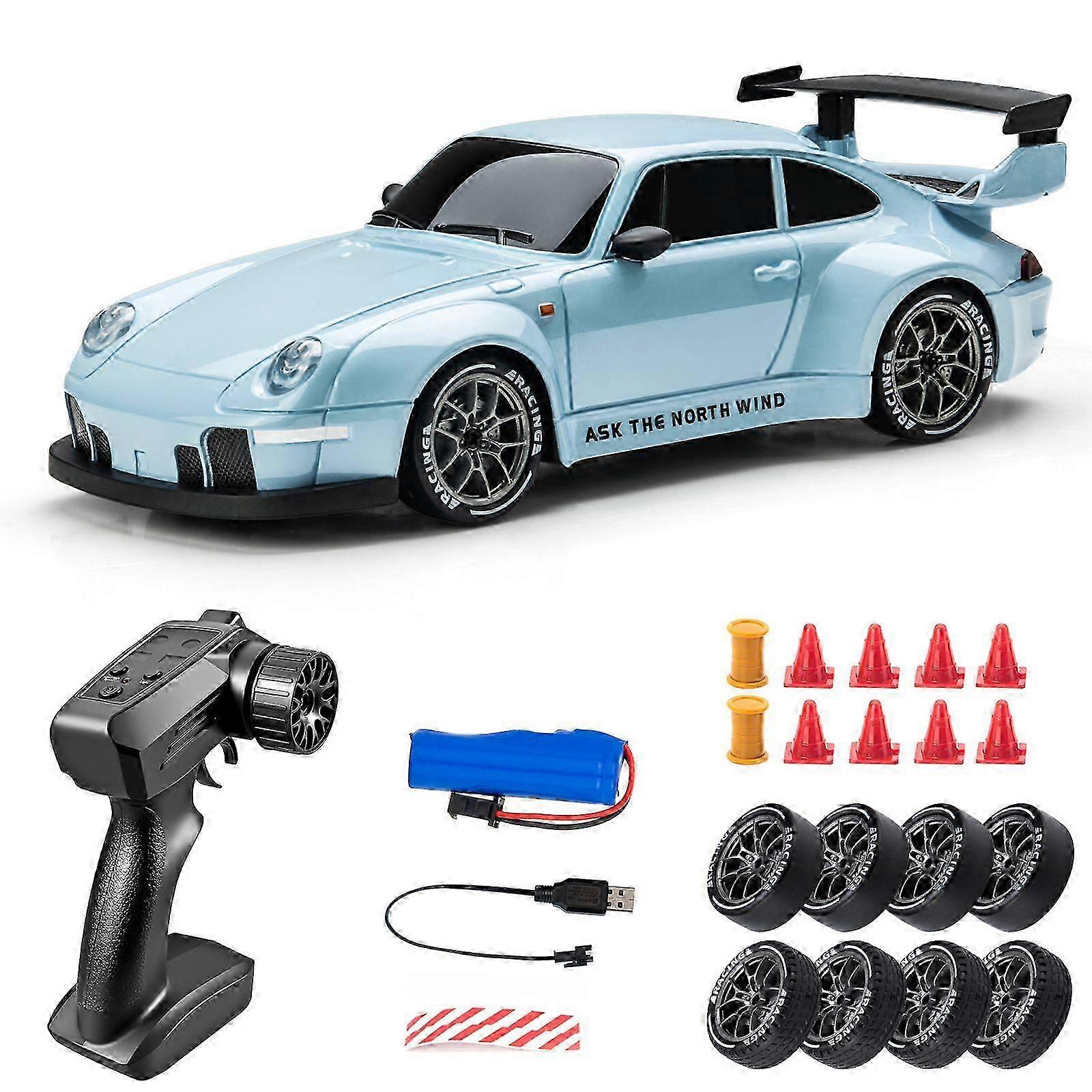 1:24 RC Drift Car 4WD System LED Lights Quick Tire Change Design