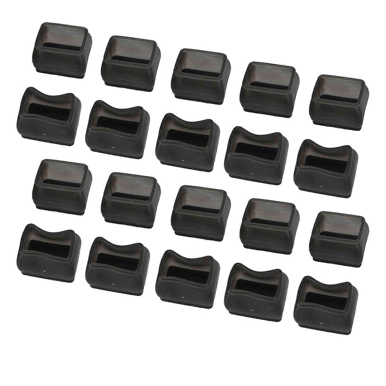 20 Pcs Transparent Black Silicone Chair Leg Floor Protectors Rectangular
