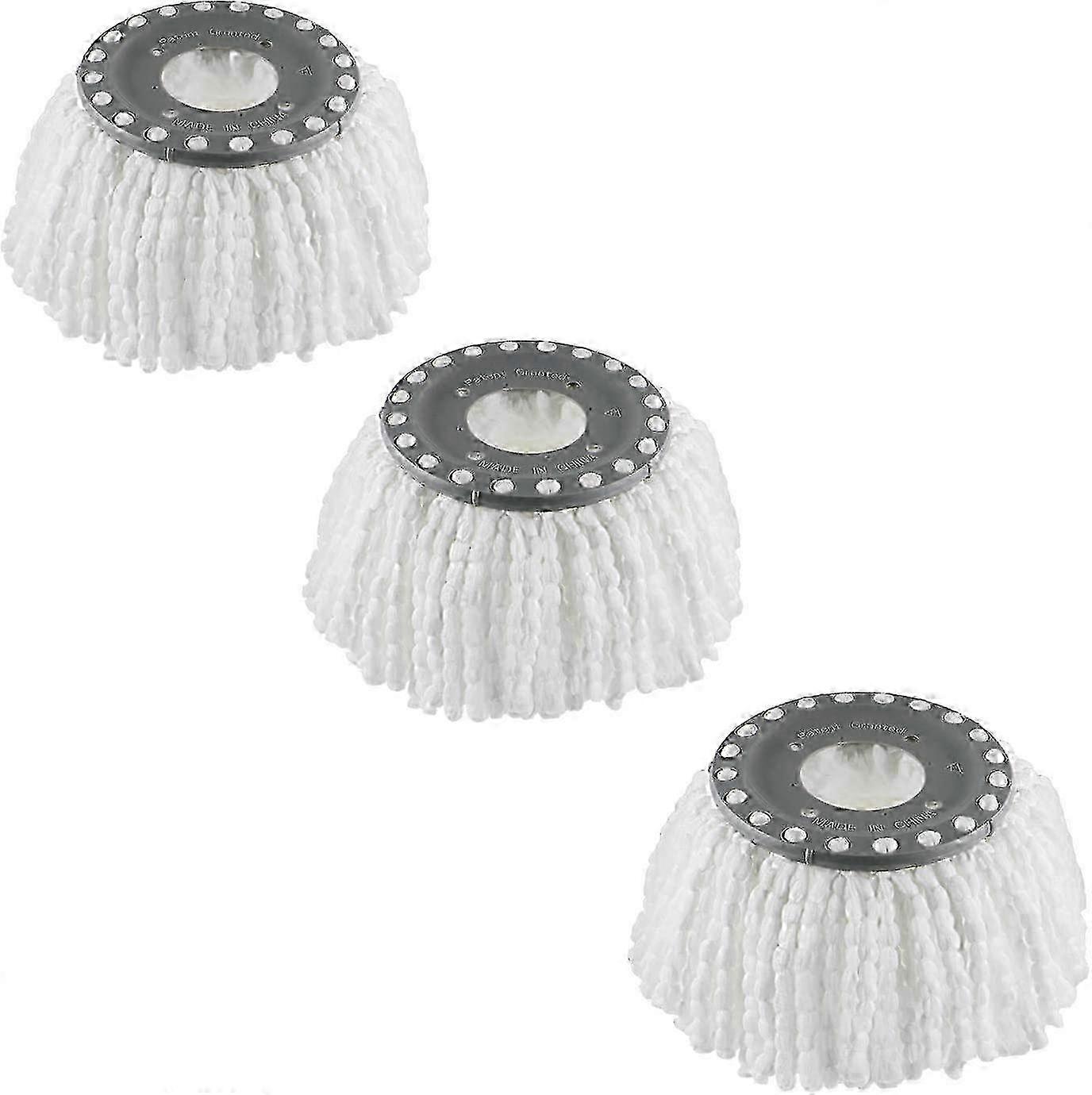 3 Pack Premium Replacement Mop Heads Refill For 360 Rotating Round Spin Magic Mop Microfibre White