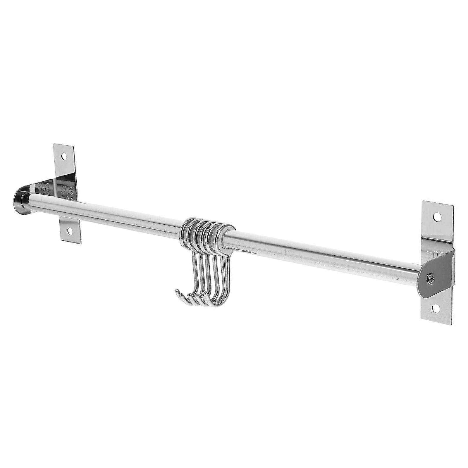 Silver Kitchen No-Punch Hook Wall Hanging Rack for Holding Use 40cm