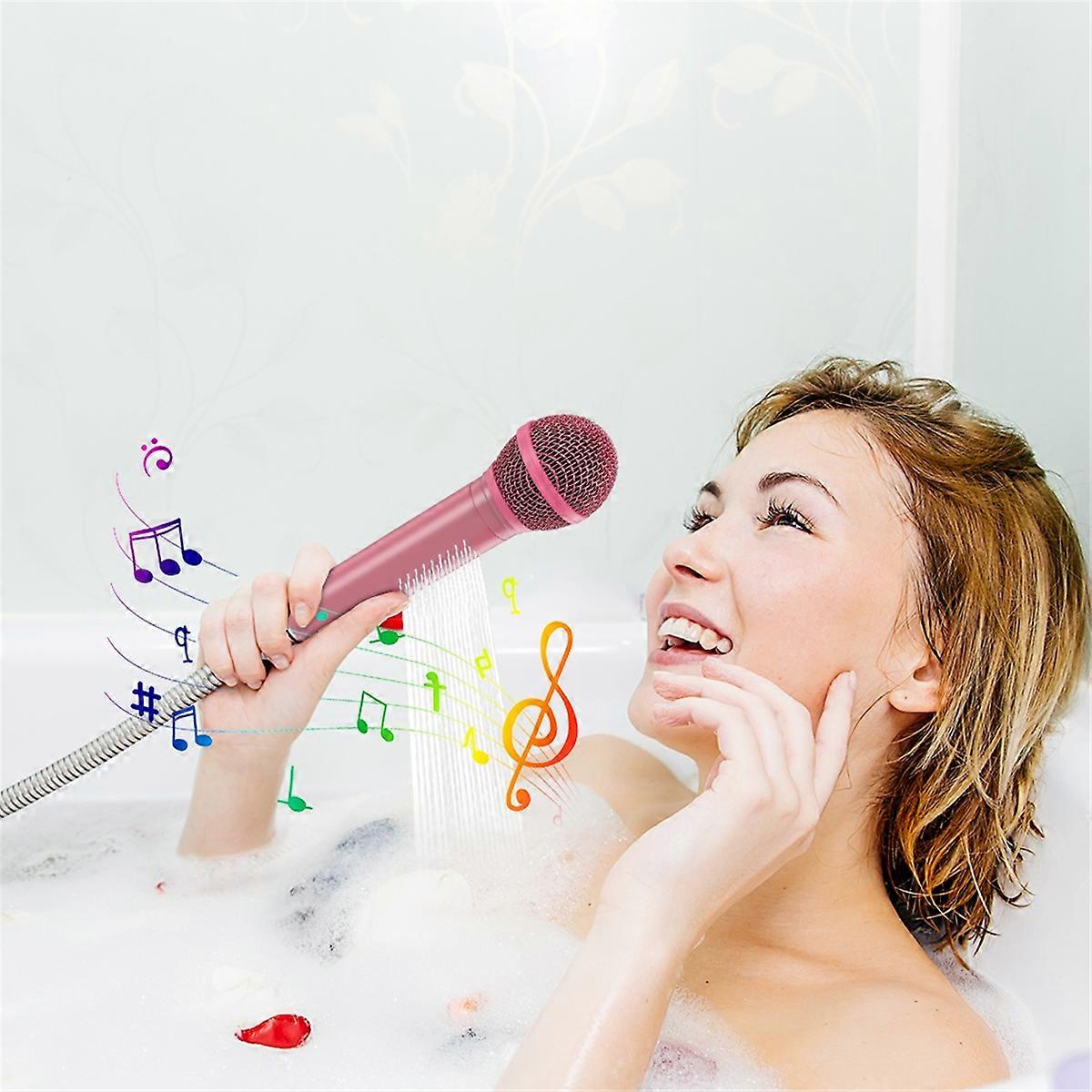 Microphone Shape Shower Head High Pressure Handheld Black