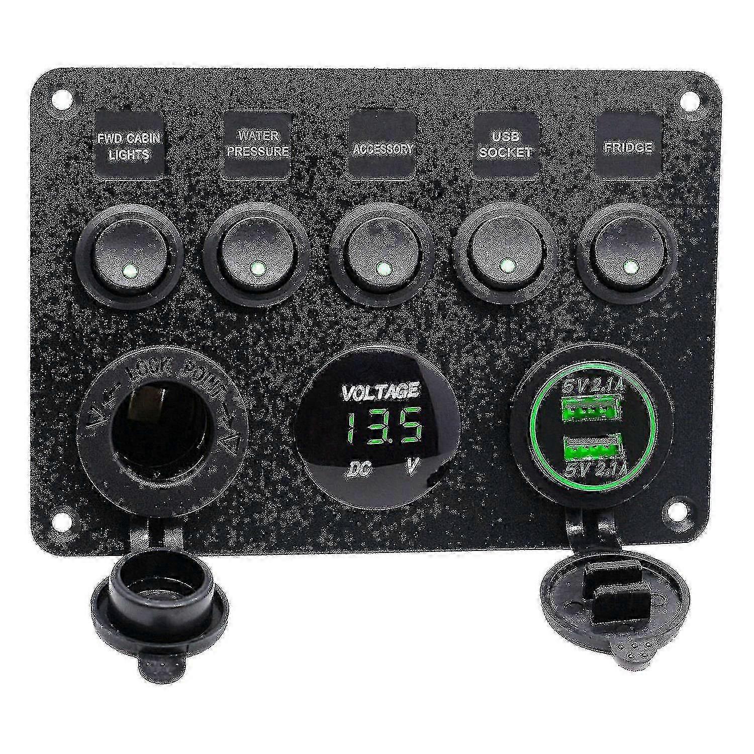 5 כנופיות 12v/24v קופסת נתיכים מוטבעת עם לוח מתג LED USB כפול לרכב סירה משאית קרוואן