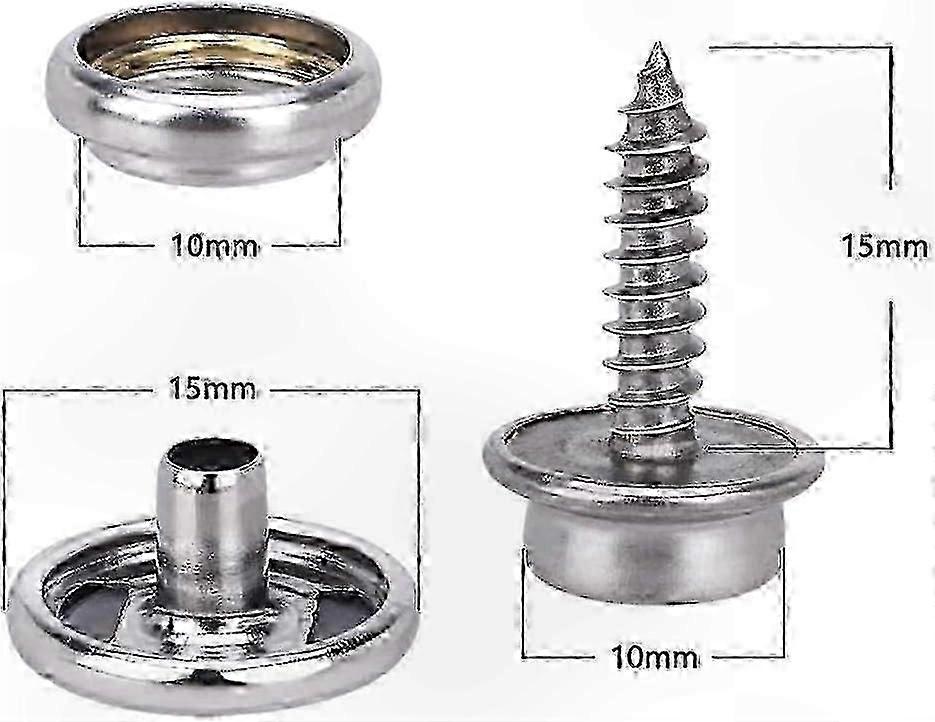 60-Piece Stainless Steel Snap Button Screw Set with Installation Tools for Tarps Furniture Canvas Projects