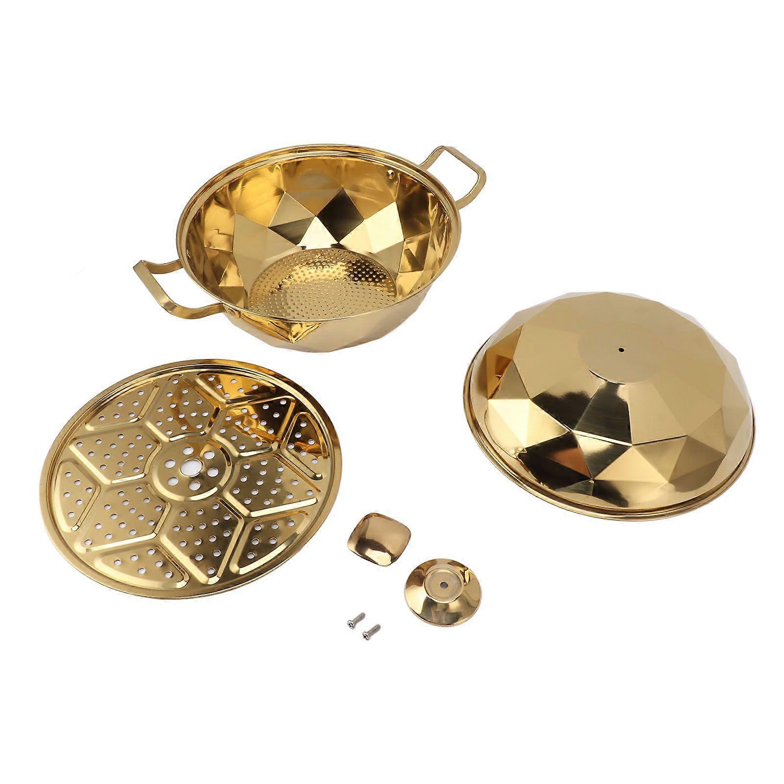 Multipurpose Stainless Steel Steam Pot with Steaming Plate Double Layer for Induction Cooker Kitchen Gadgets Gold