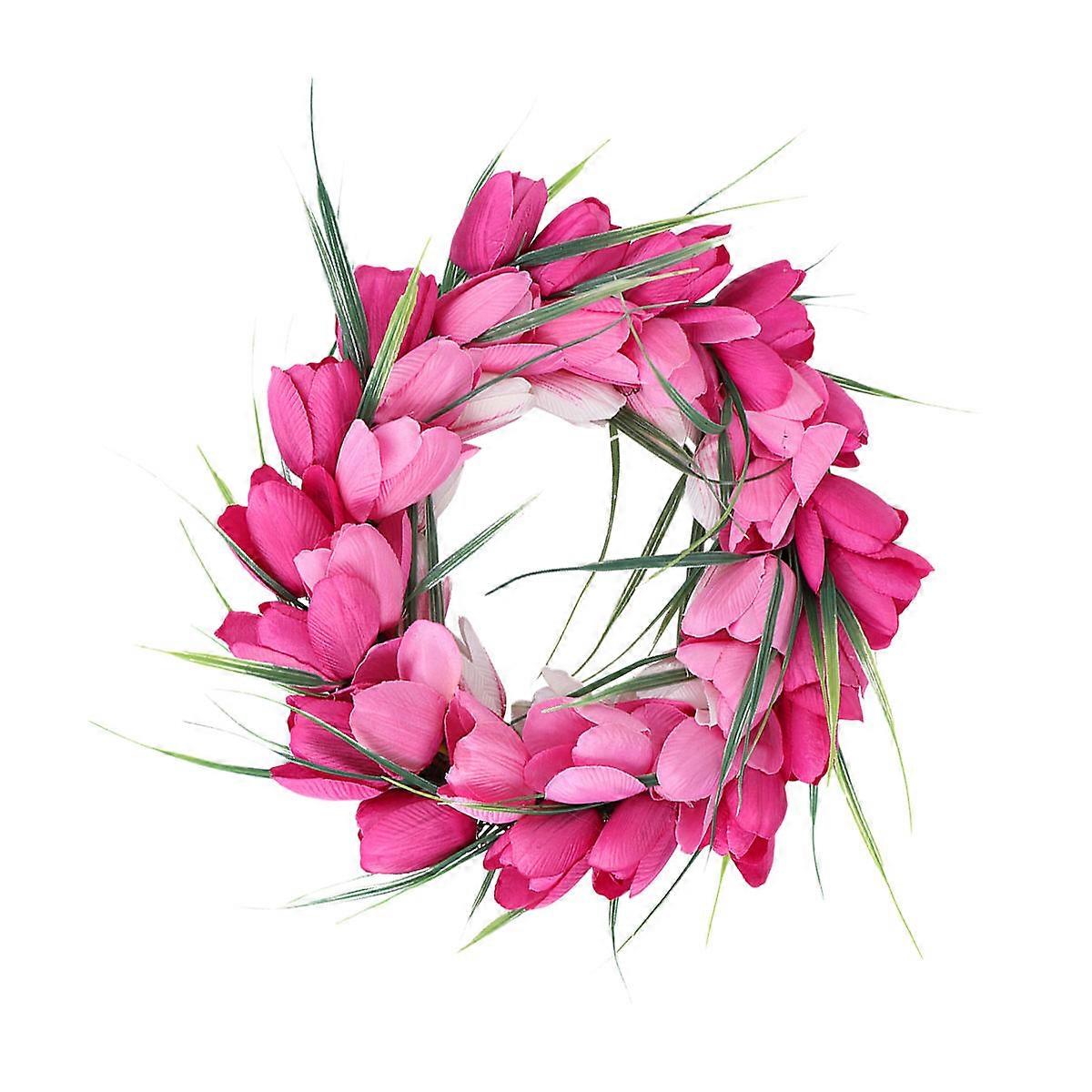 Artificial Wreath Garland for Door Decoration 2Pcs Pink