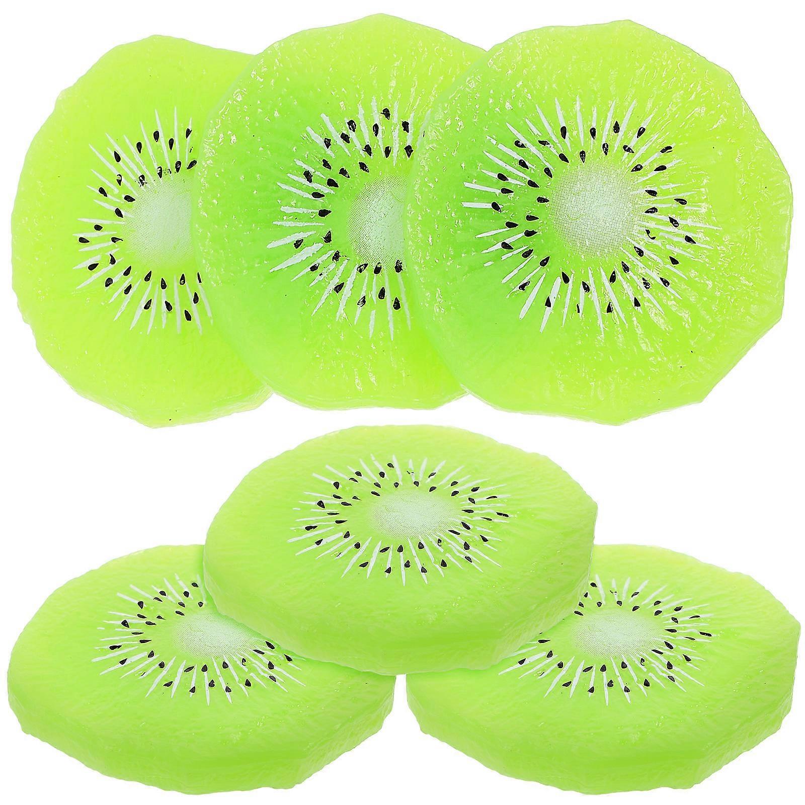 PVC Artificial Kiwi Slice Simulation Fruit Decor 18Pcs for Displays