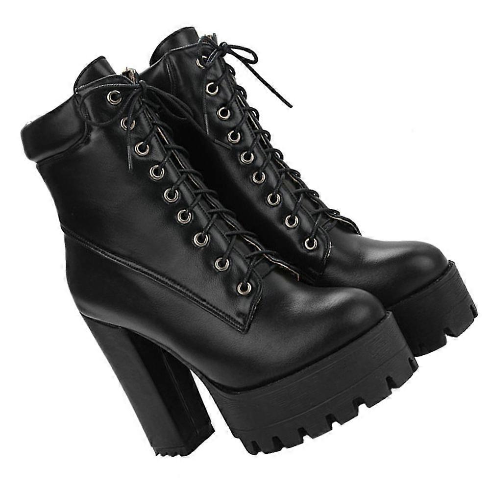 Lady Boots Black PU Short Boots for Wear Use 1Pair