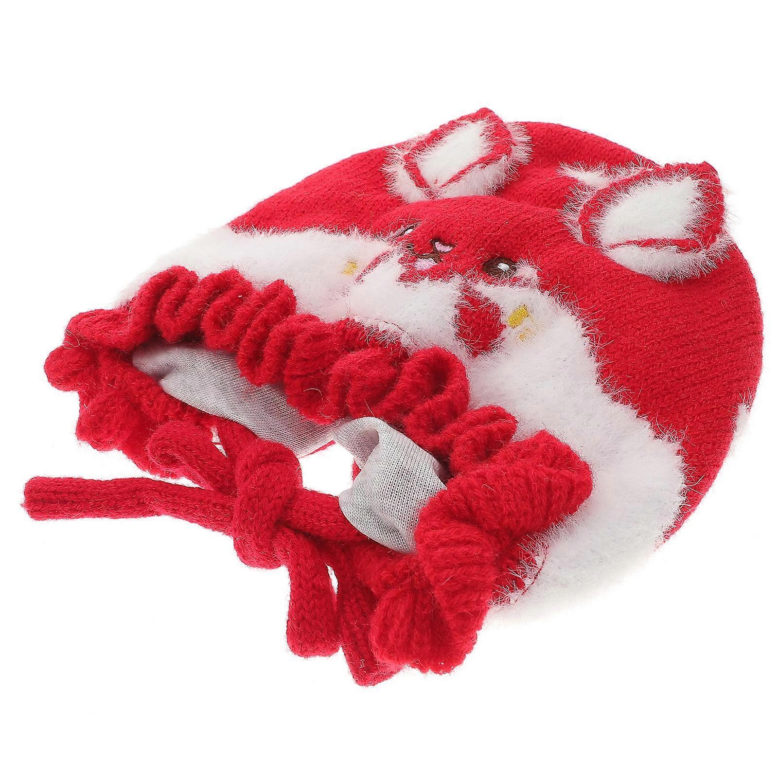Baby Cotton Hats Red Earflap Beanie Cap for Winter Use 3Pcs
