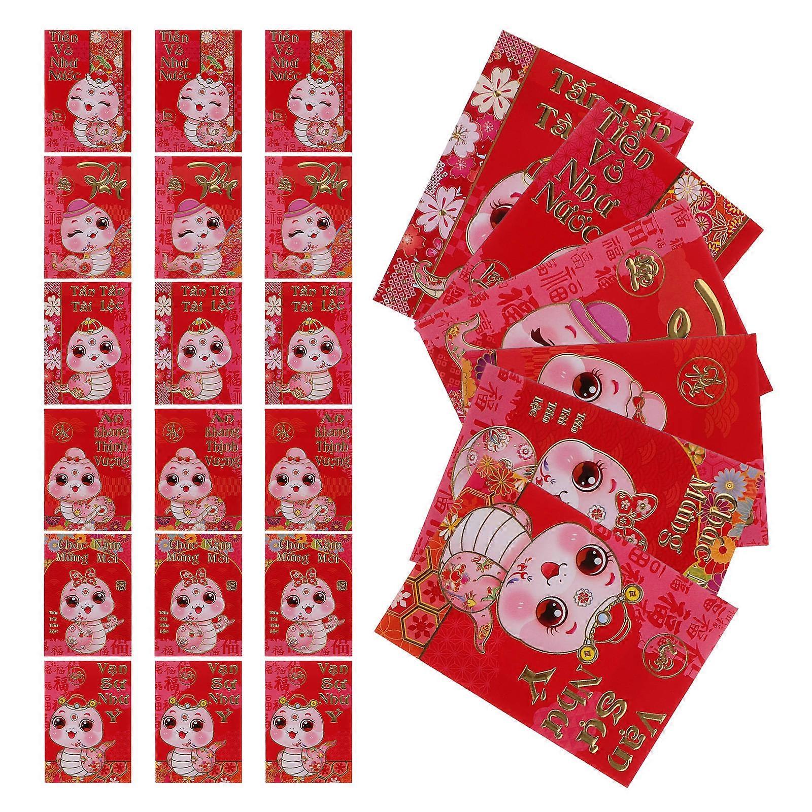 Year of The Snake Vietnamese Red Envelopes for Wedding Use 5Pcs Pack