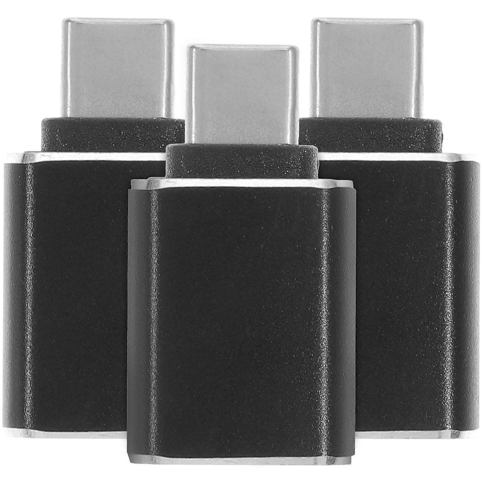 3Pcs Usb Type C Adapter Durable Connectors For Daily Use Office Use With Plug And Play Functionality In Black