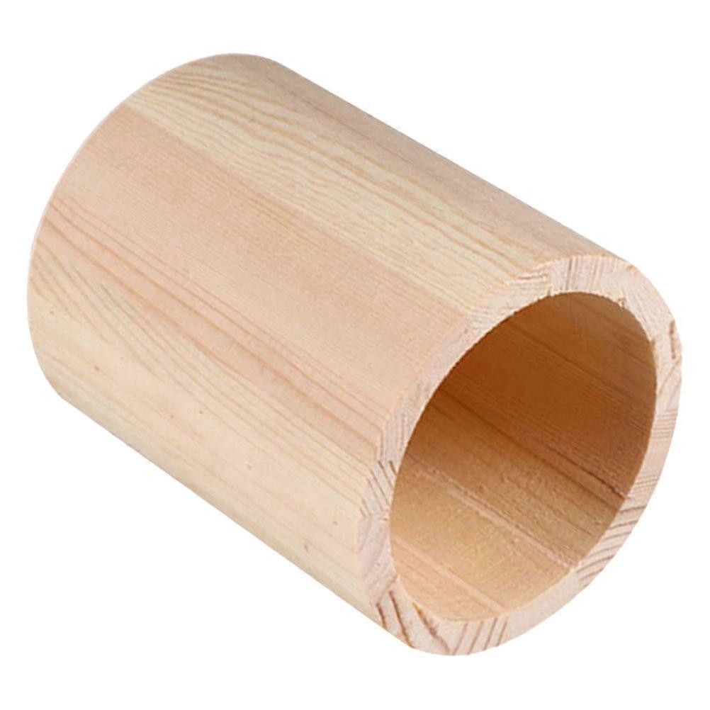 Round Simple Brush Pot For Desktop Organization In Khaki Wood Ideal For Office And Home Storage 2Pcs