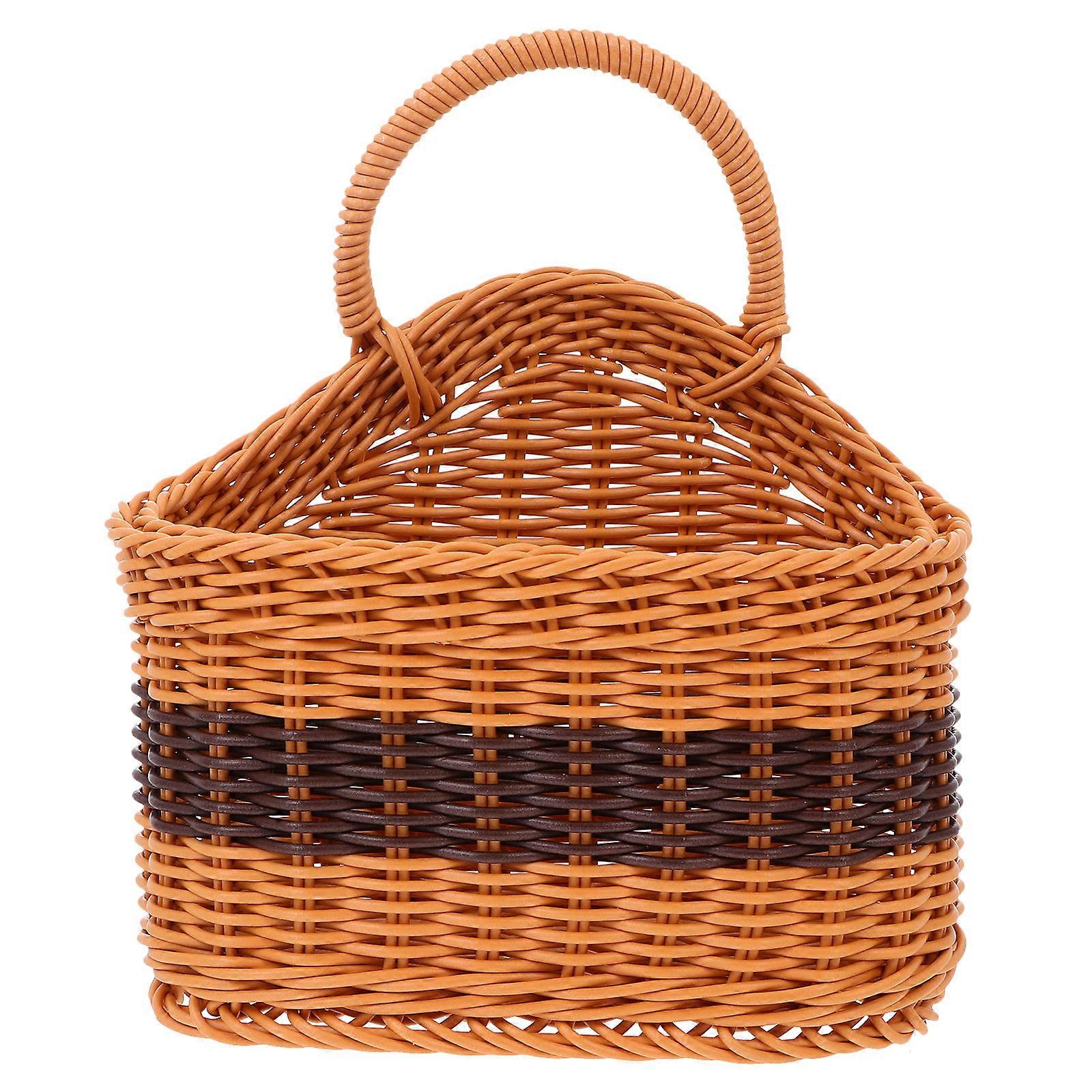 Decorative Flower Basket Hanging Basket for Storage Use 2Pcs Coffee