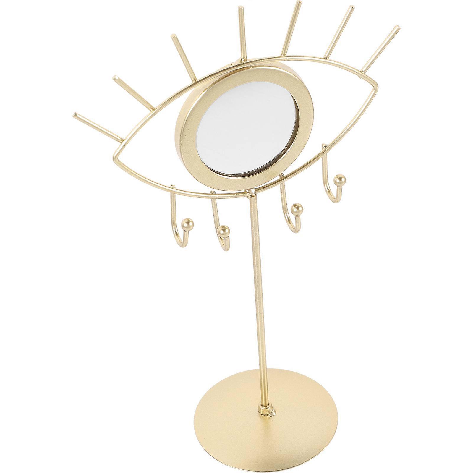 Earrings Holder Eye Shape Jewelry Rack Golden Display Functional 1Set