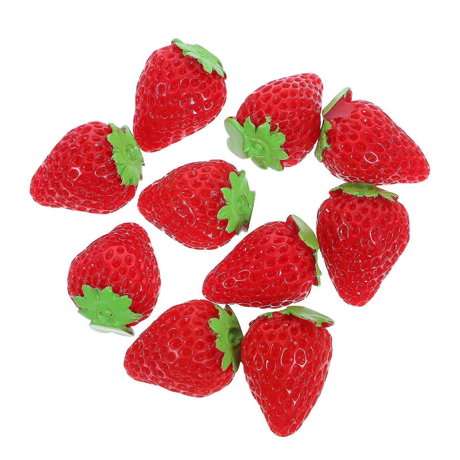 Artificial Red Strawberries Resin Fake Fruit for Craft Projects 10Pcs