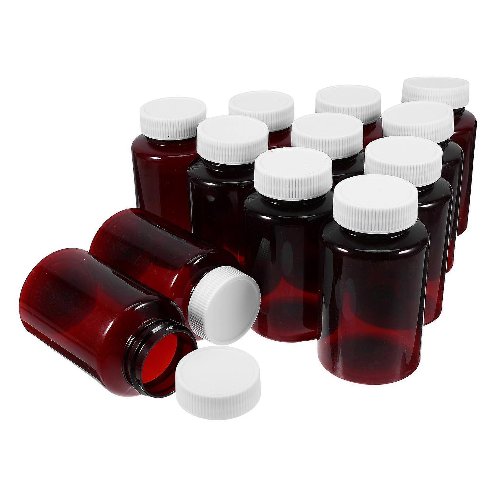 36Pcs Empty Medicine Container Bottles 200ml Rectangular Dark Red For Travel Storage