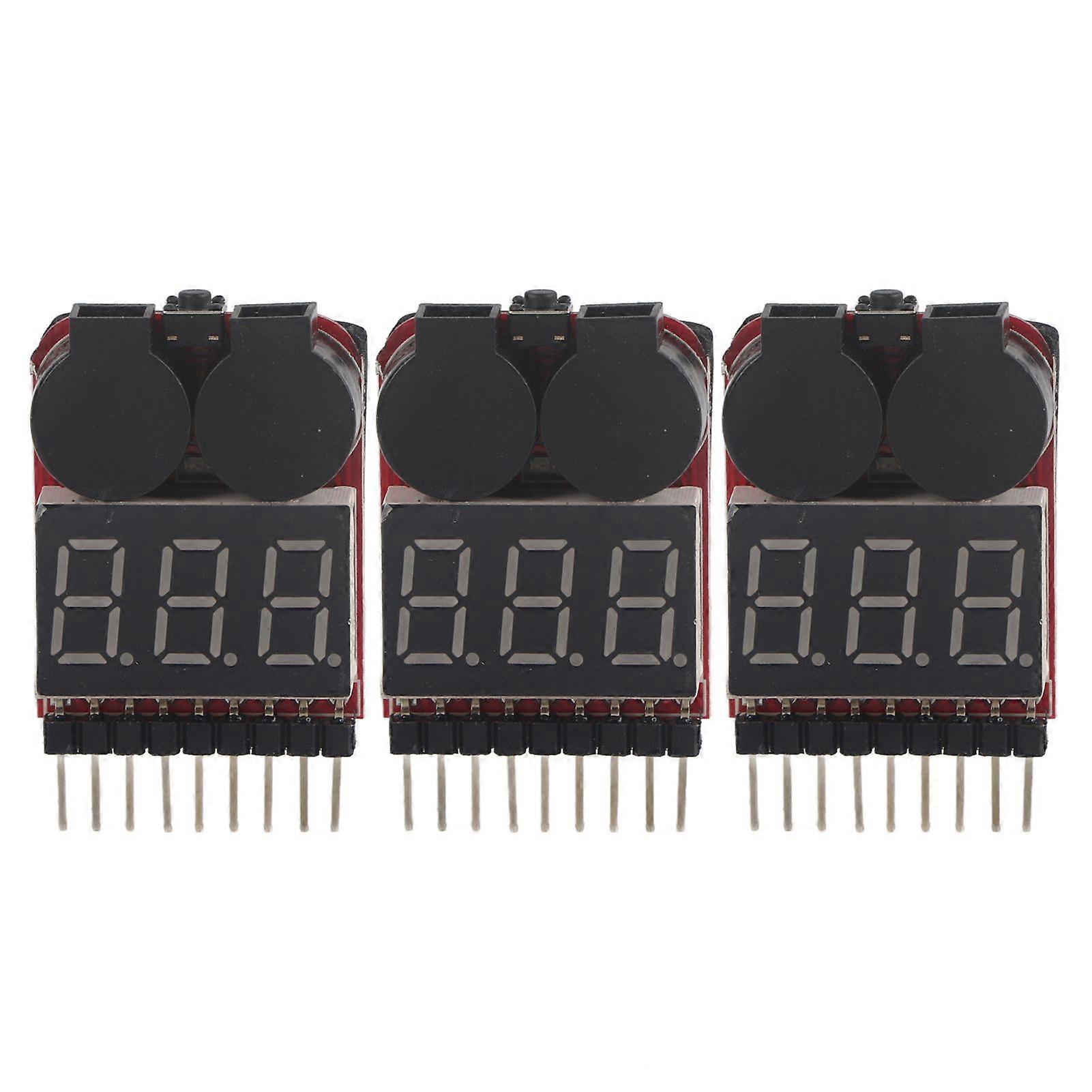 3Pcs/set RC 1S-8S Lipo Battery LED Tester Low Voltage Alarm Buzzer Checker RC Accessory