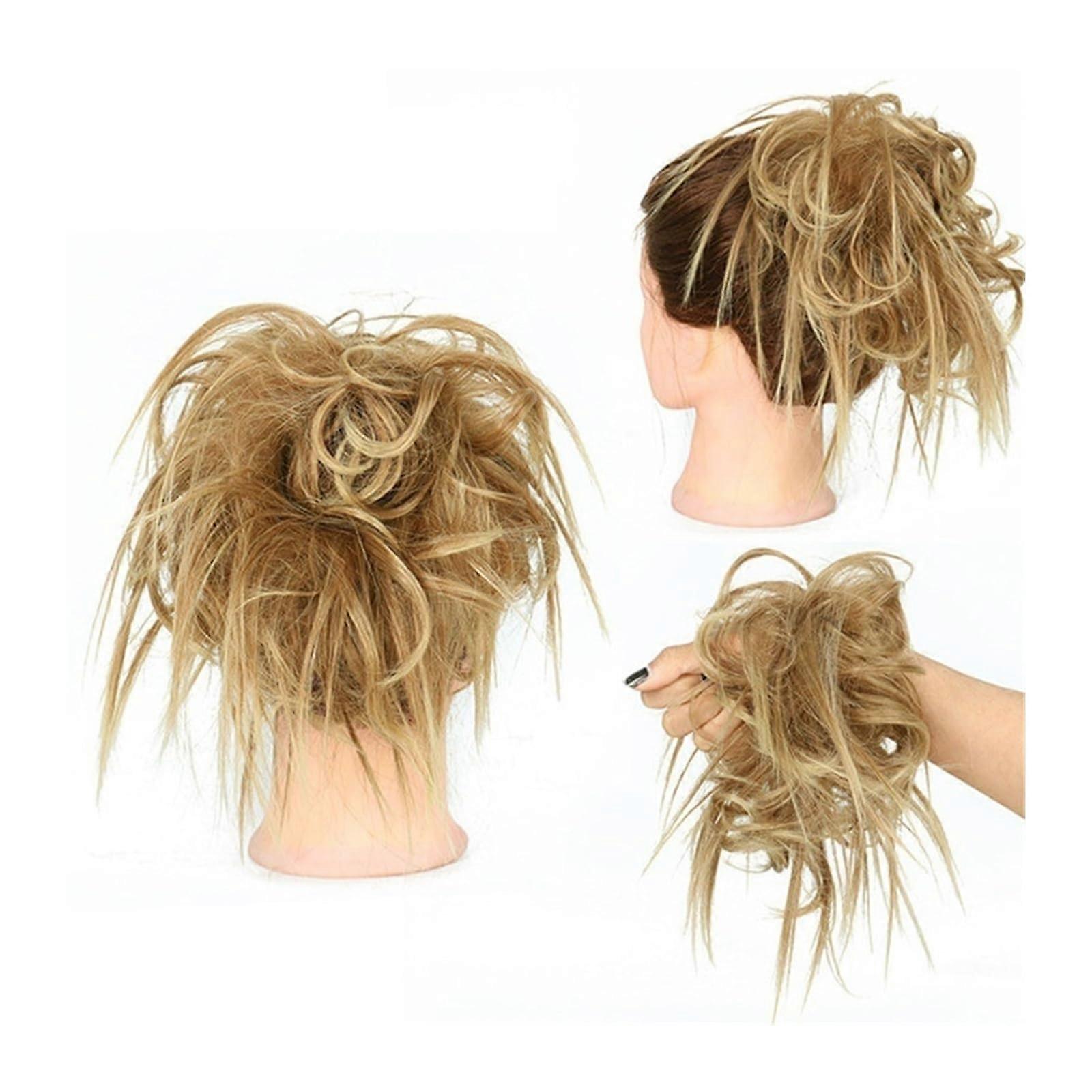 Hair Buns Piece, Tousled Updo Hair Piece, Ponytail Extensions, Synthetic Elastic Band Scrunchie, Color Q17 30T4