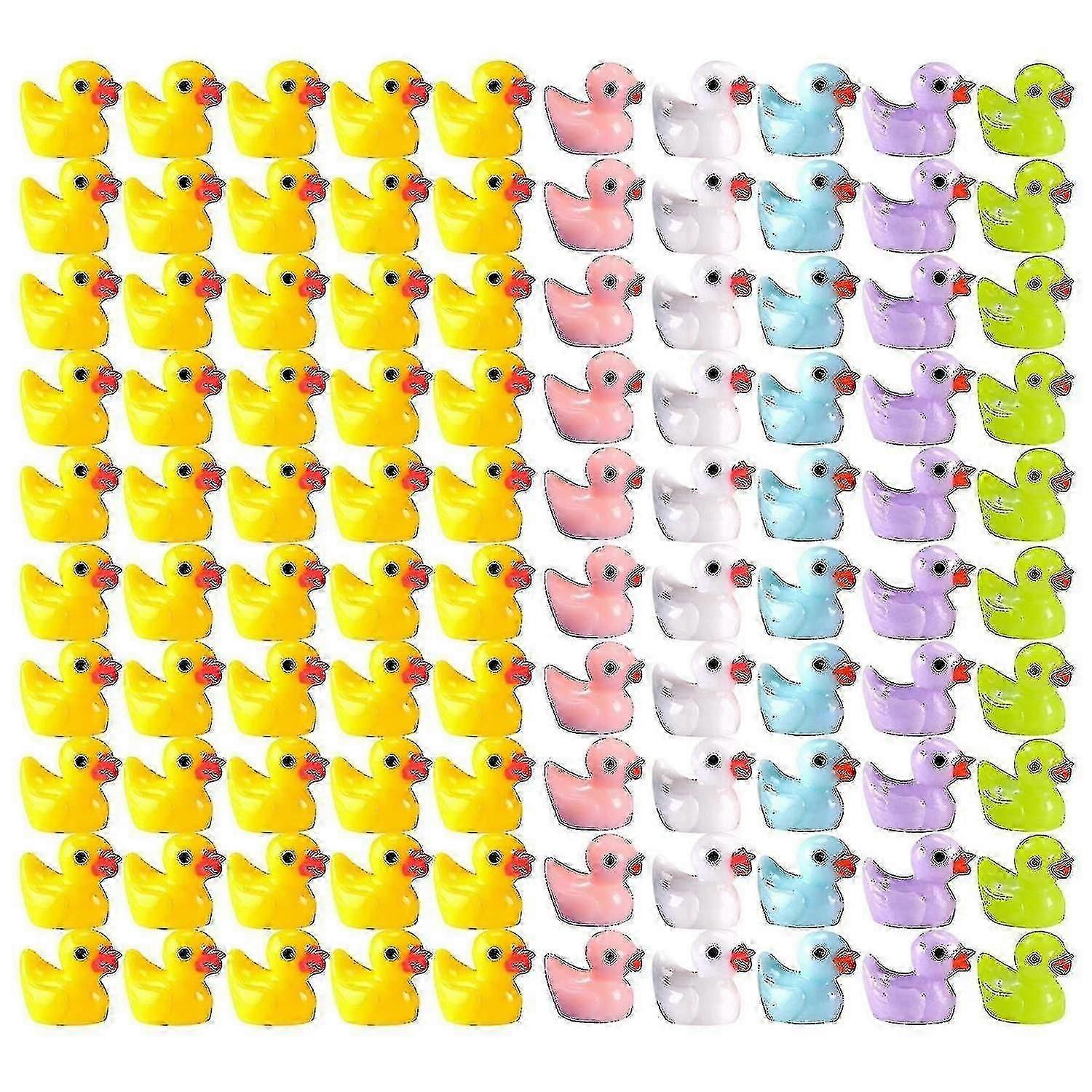 100 Pcs Tiny Ducks Set Decoration Realistic Shape Durable Resin Endearing Ducks for Christmas Birthd