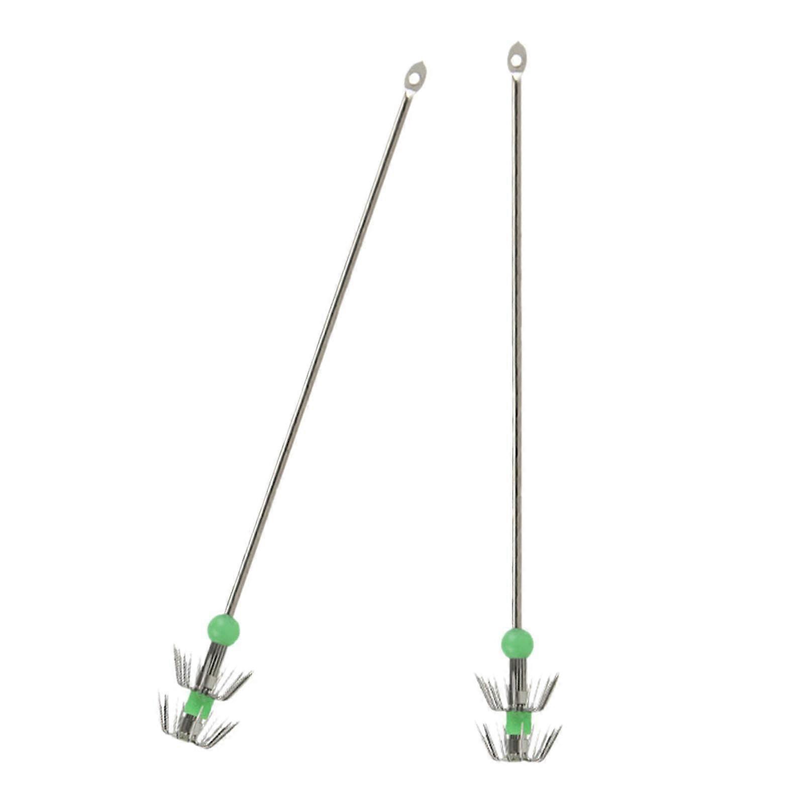 Luminous Squid Jig Hooks, 2Piece Set, GlowInTheDark, Portable Night Fishing Jigs, Octopus and Cuttlefish Hooks