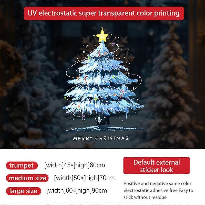 Blue Christmas tree Christmas decorations static stickers window decoration scene layout glass door stickers window wmsd-19 [static glue-free] -